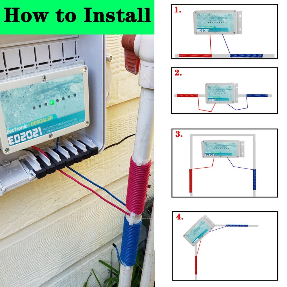 Electronic Water Descaler System, Reduces Limescale, Rust, and Minerals ED2021