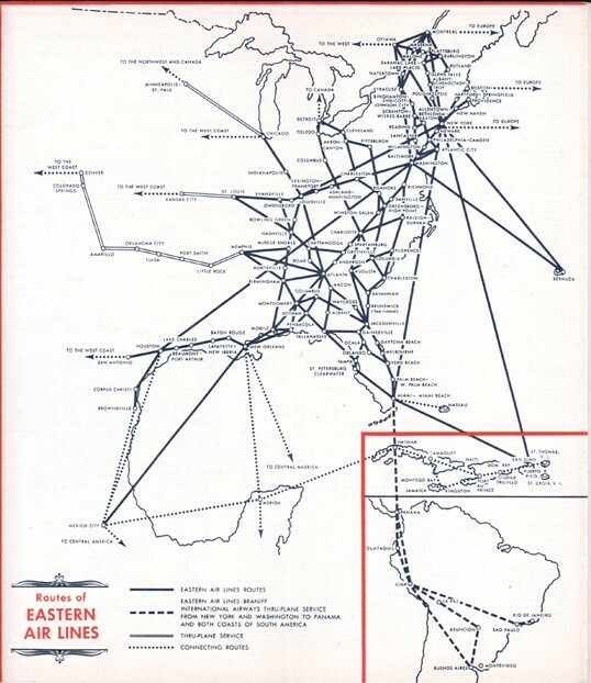 Eastern Air Lines timetable 1957/03/01