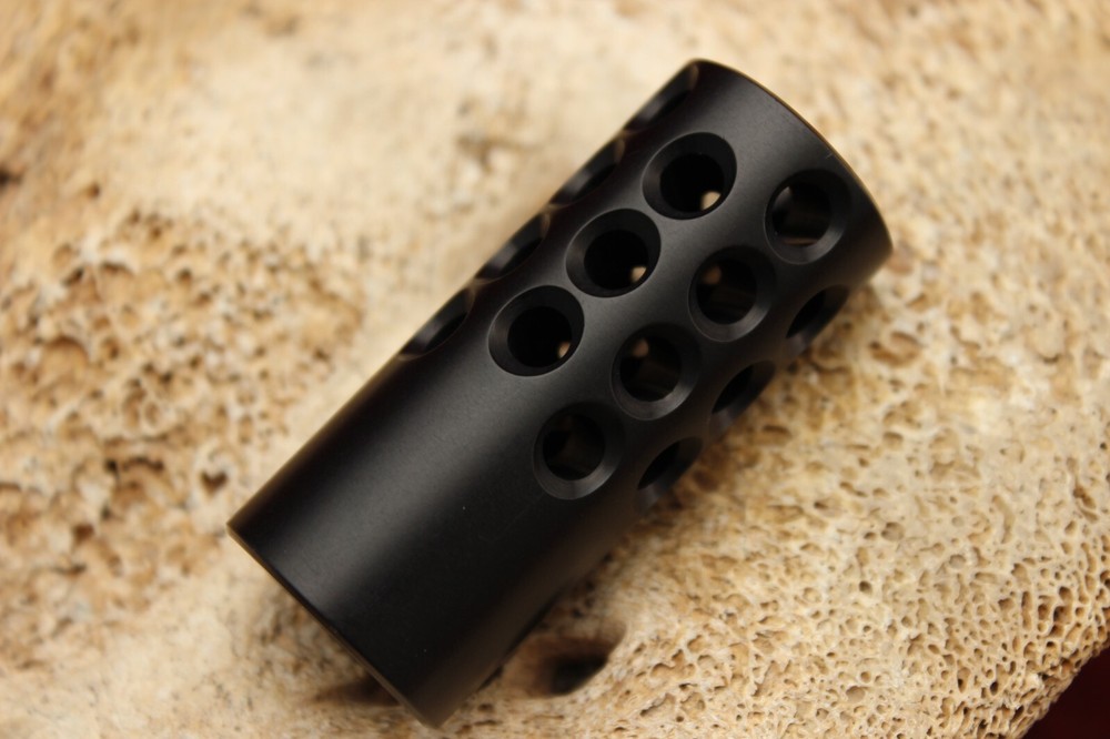 KIDD .22 Muzzle Brake .875 diameter 1/2" x 28 threading - Lightweight Black