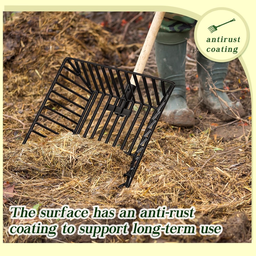 Tandefio 2-Pack Metal Pitch Fork Heads Deep Basket Manure Fork Replacement