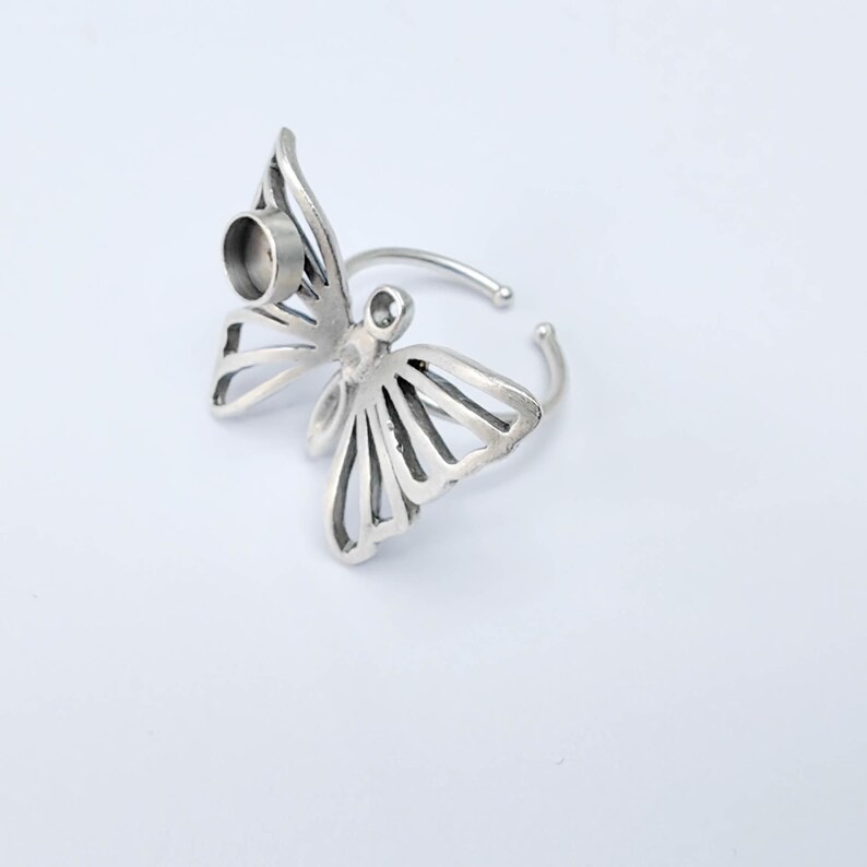 Butterfly Ring, Setting Blank Cabochon Mounting Adjustable Brass 6mm G37567