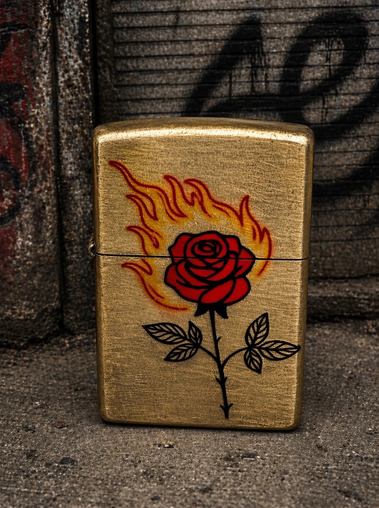 Traditional Rose Tattoo Zippo Lighter