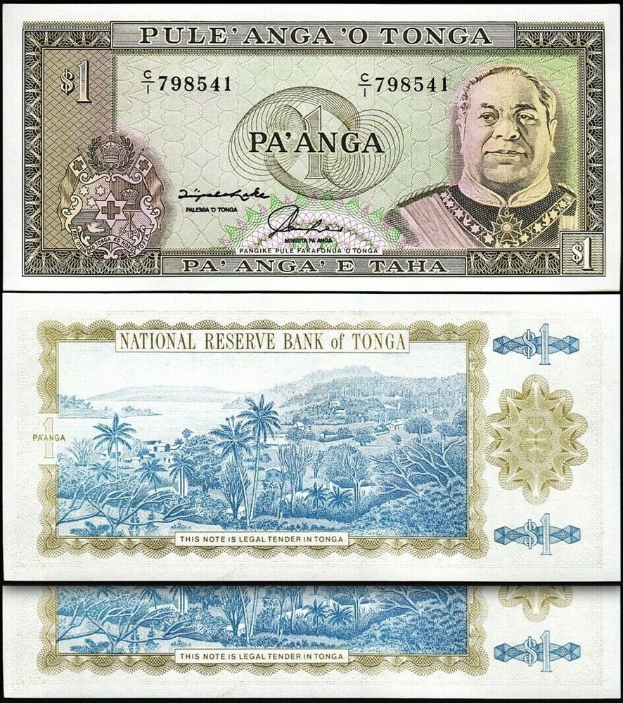Tonga, 1 Paanga, 1992 - 1995, UNC-, 2 Pcs Pair, Consecutive, P-25, Prefix C/1