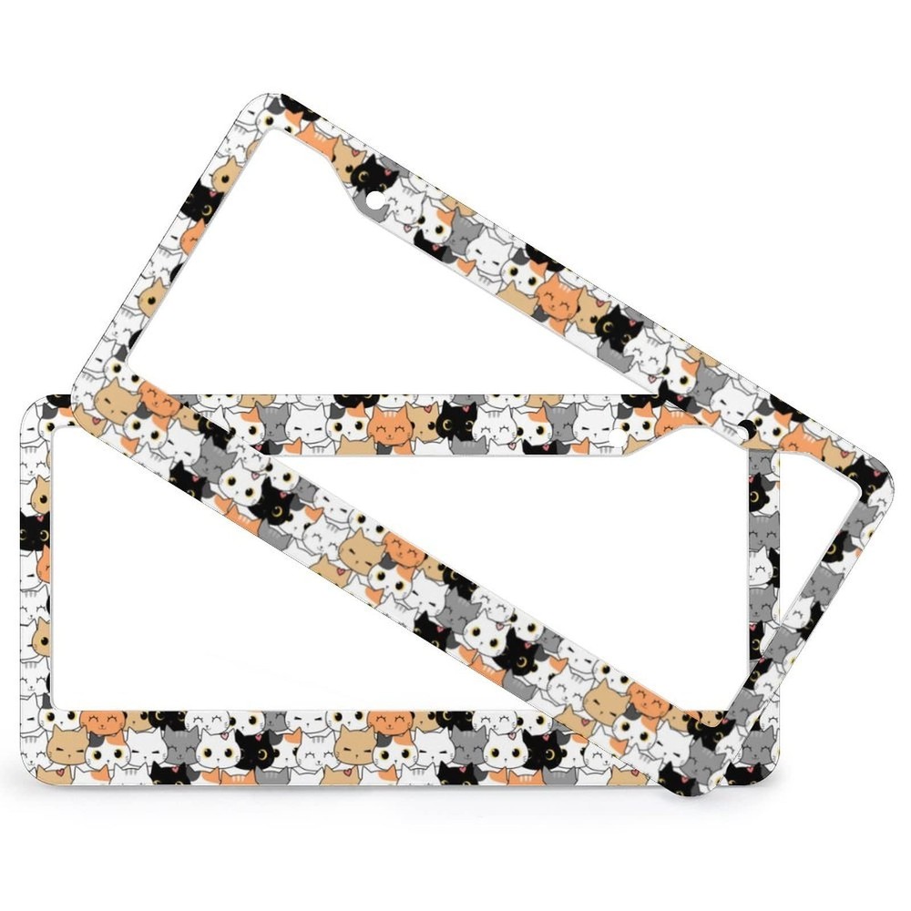 Cute Cat Pattern License Plate Frames 2 Pack 2 one size,