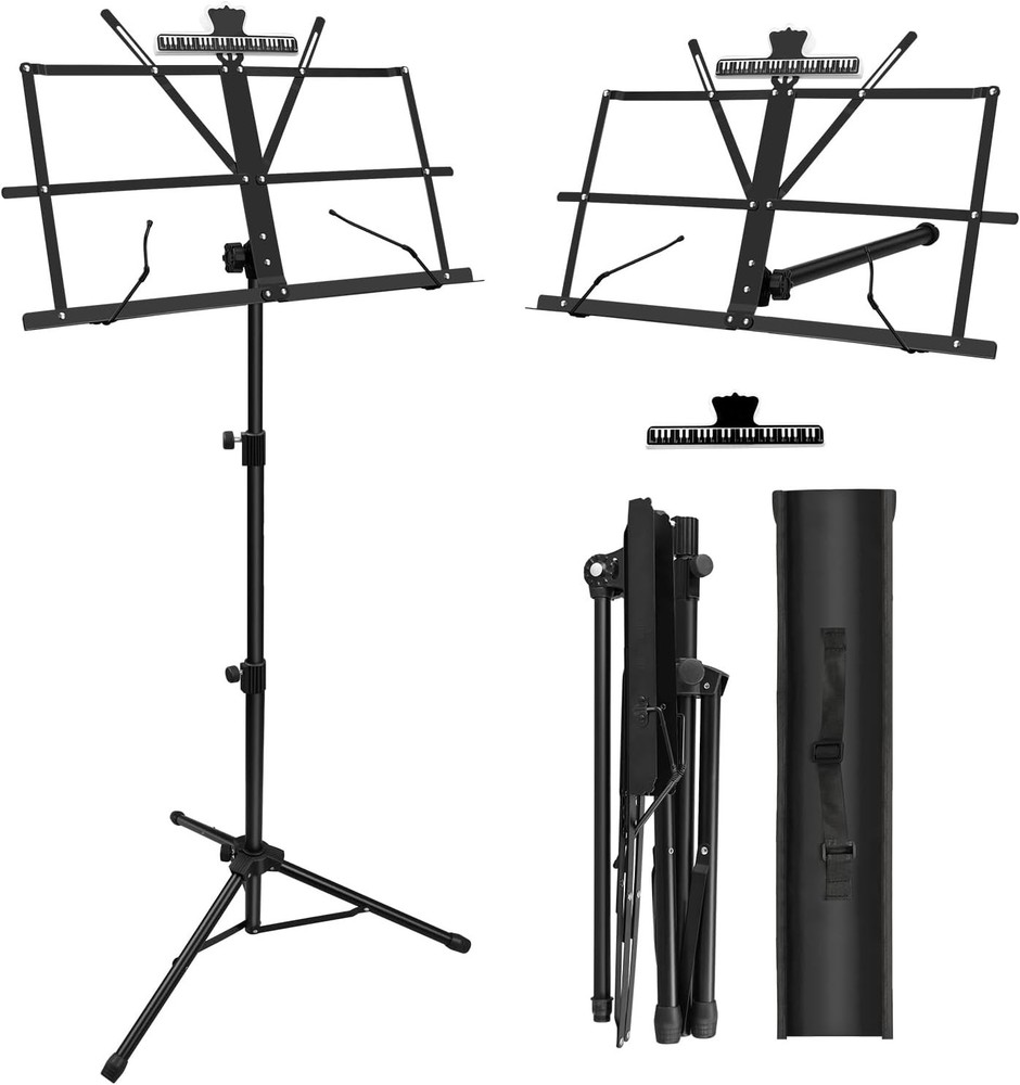 Versatile Music Stand - Adjustable Height & Foldable Design for Easy Transport