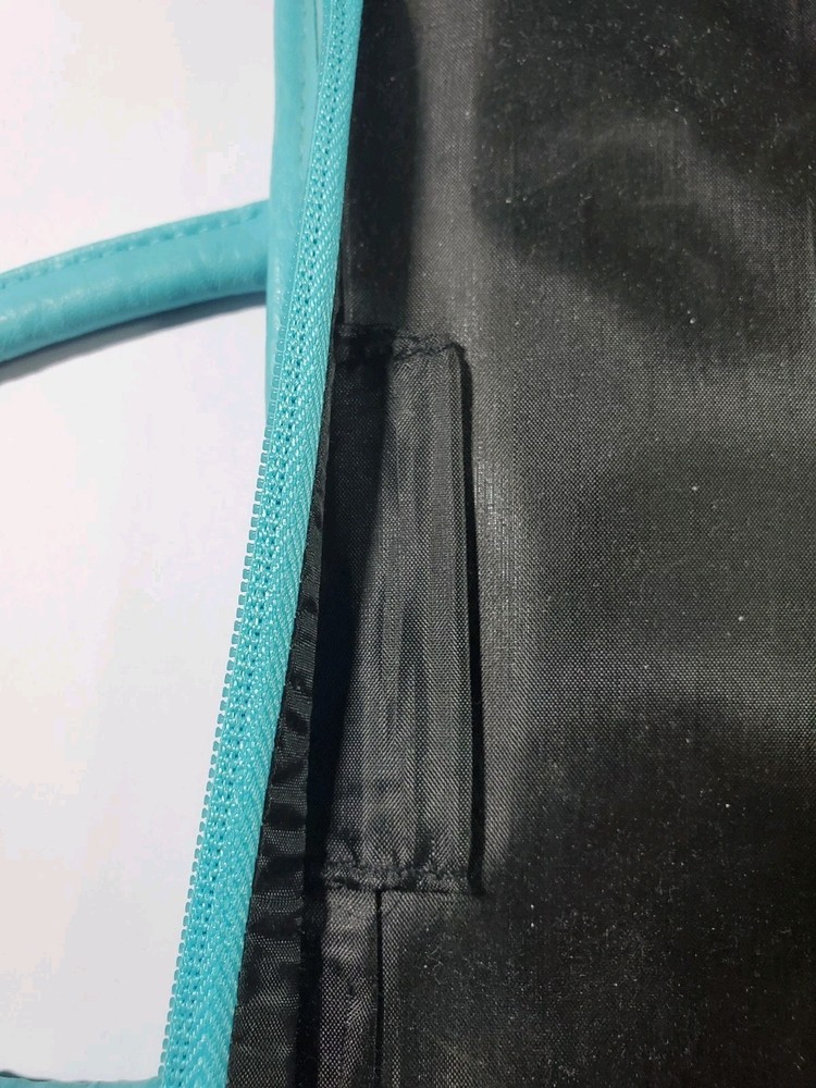 Faux Leather Bible Cover Teal Medium Crucifix Zipper Pull