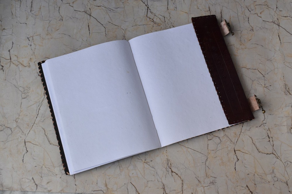 Seven Chakra Stone Embossed Leather Journal Book Diary Sketch Notebook