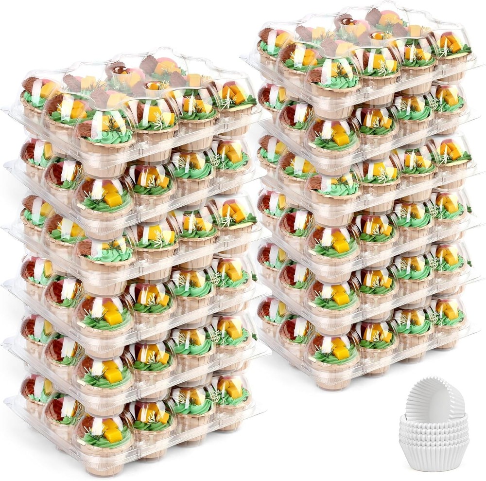 Cupcake Containers Liners, Thi Plastic Cupcake Boxes Holders,