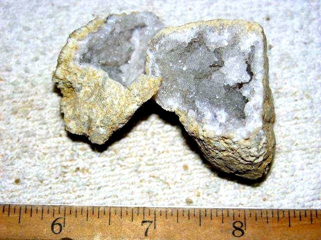 Geode pair opened with crystal centers 2 inch G69