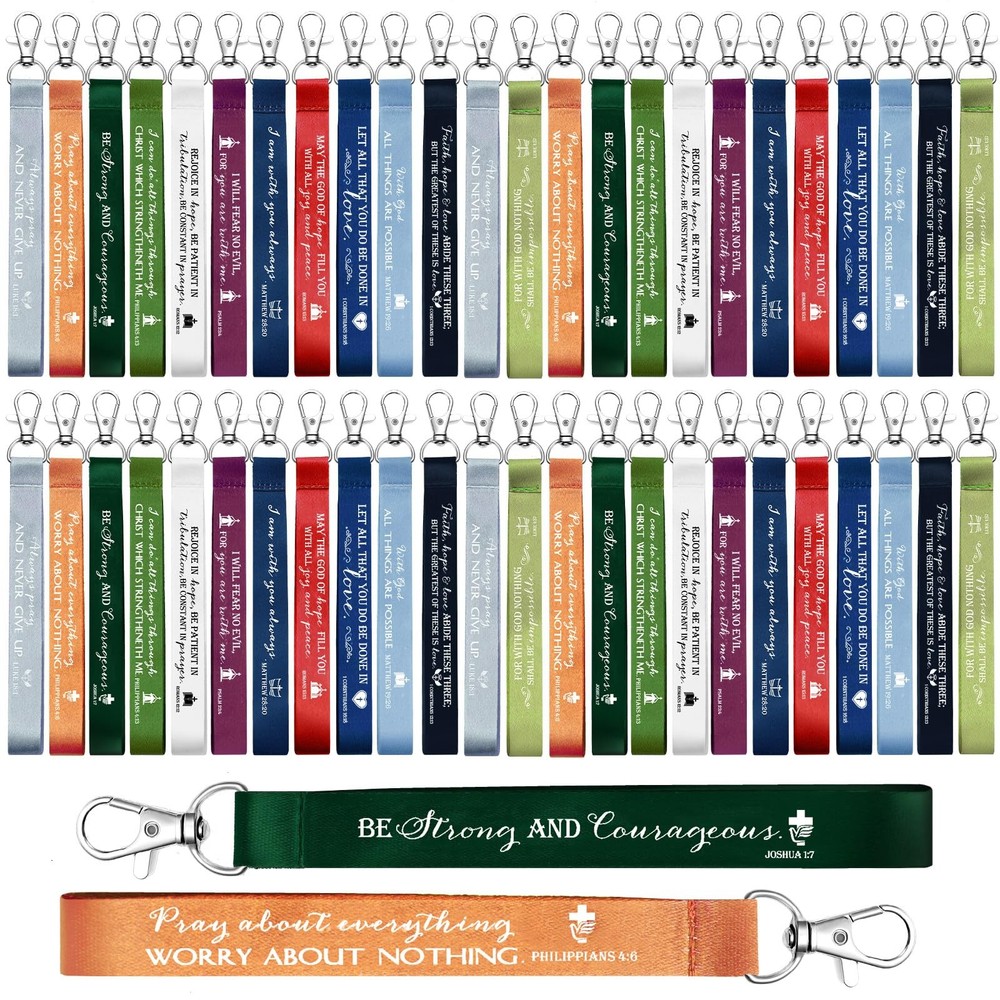 120 Pcs Easter Bible Verse Keychains Scriptures Religious Keychain Lanyards I...