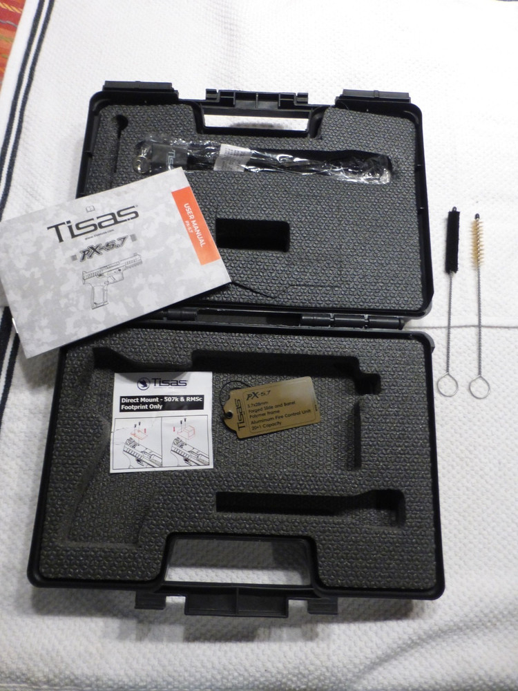 Tisas PX-5.7 OR Black Case, Side Identifying Labels, Manual, Lock, 2 Brushes