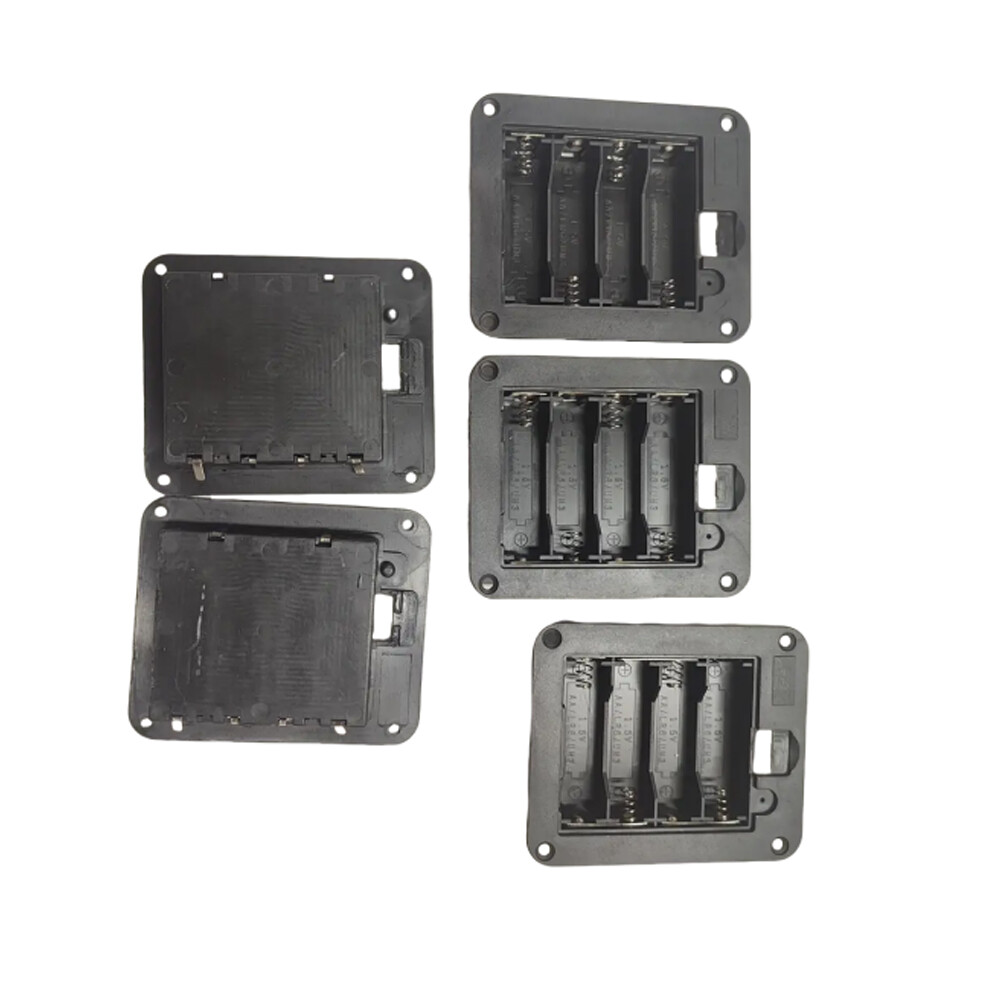 5PCS Plastic Battery Storage Case Box Holder For 4xAA With cover