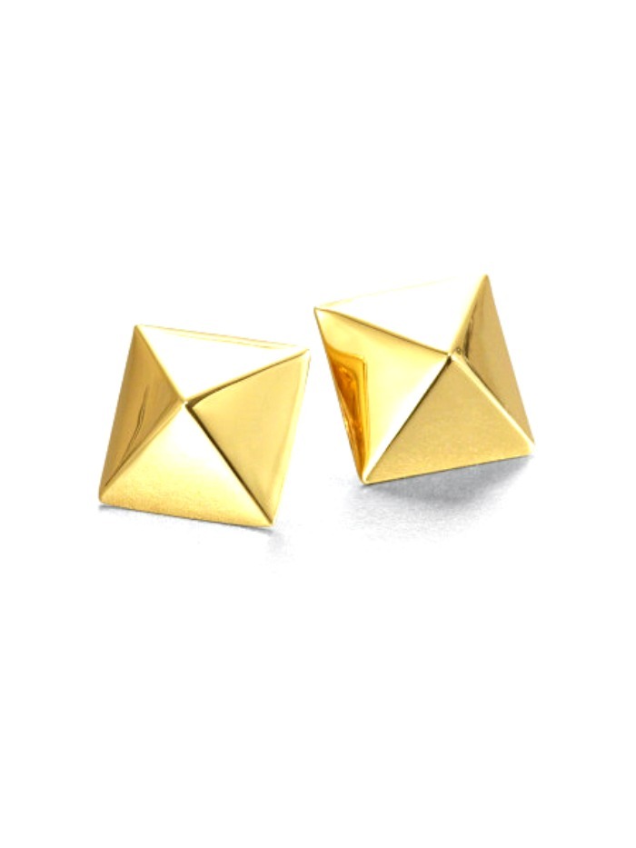 SQUARE PYRAMID STUDS WITH 2 PRONGS, 10MM X 10MM, GOLD OR SILVER, CHOOSE QUANTITY