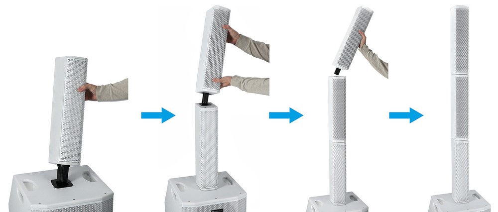 Rockville TITAN ARRAY SYSTEM WHITE Pro Powered Column Array Speaker Dual 10" Sub