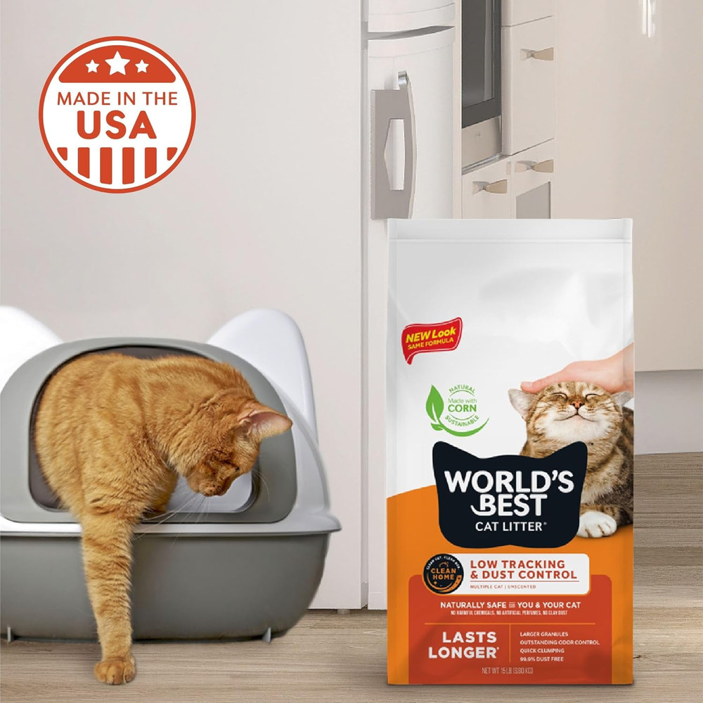 Unscented Cat Litter - Low Tracking, Quick Clumping, Flushable, 32 lbs