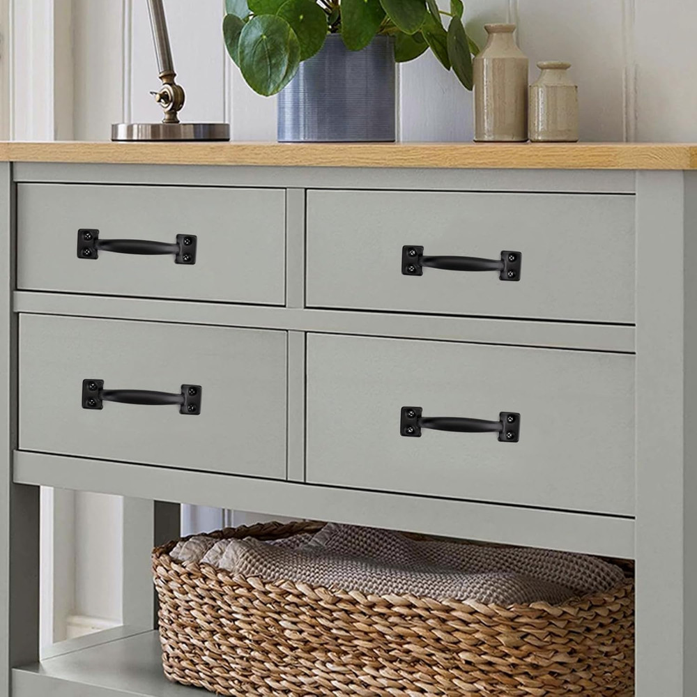 4 Pack Black Metal 6-1/2 Inch Utility Gate Pull Handles