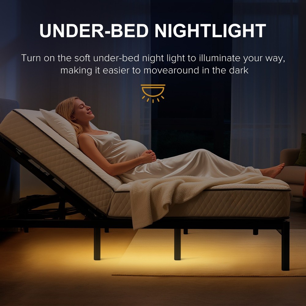 Twin XL/Queen Electric Bed Frame Adjustable Bed Base W/ Massage Wireless Remote