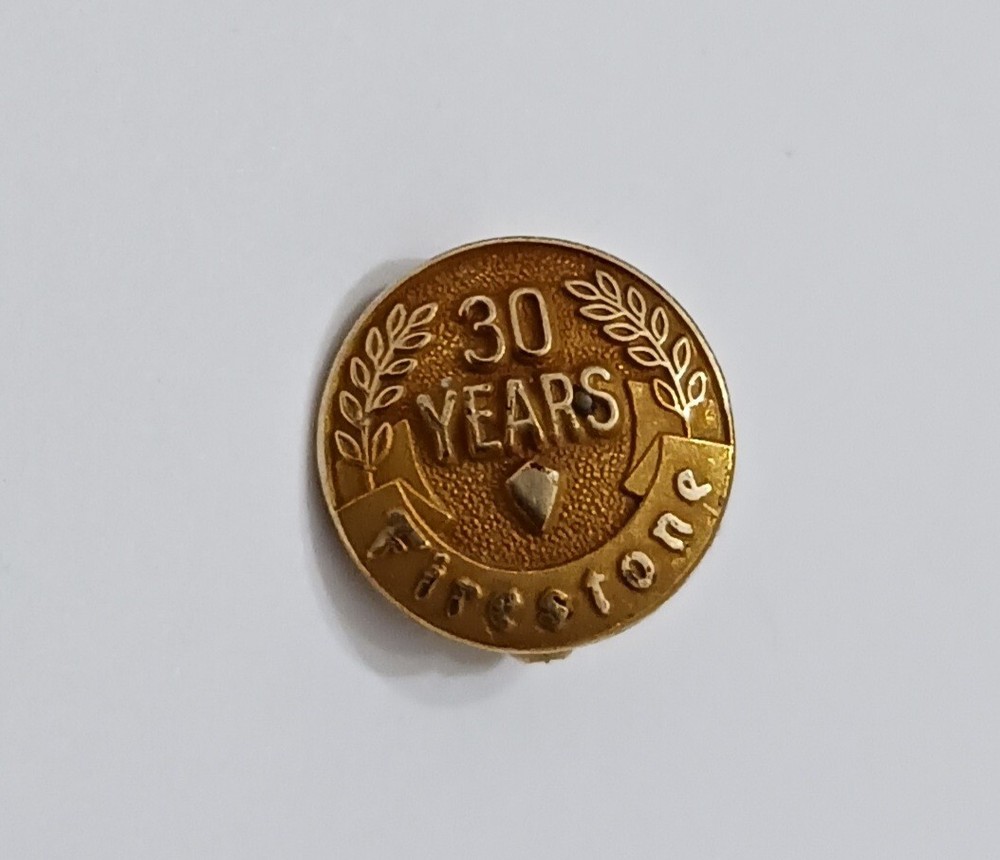 Vintage Firestone 30 Years Service Pin 1/10 10K