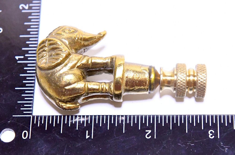 BRASS ELEPHANT DECORATIVE LAMP FINIAL 1/4 THREAD