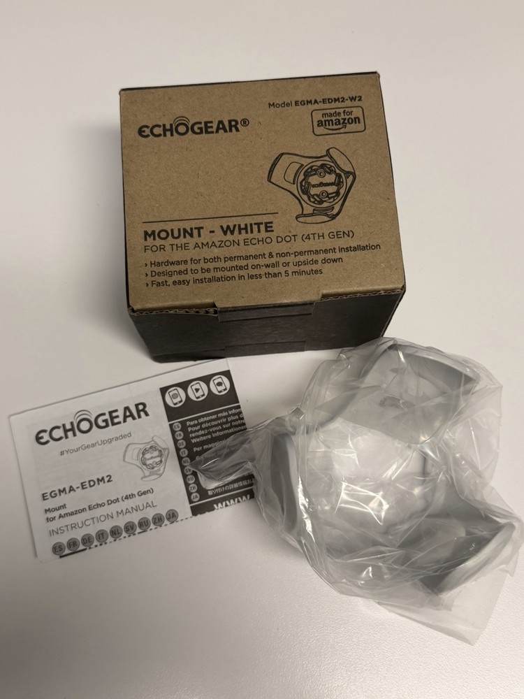 Echogear MOUNT - WHITE FOR THE AMAZON ECHO DOT (4TH GEN) No Hardware