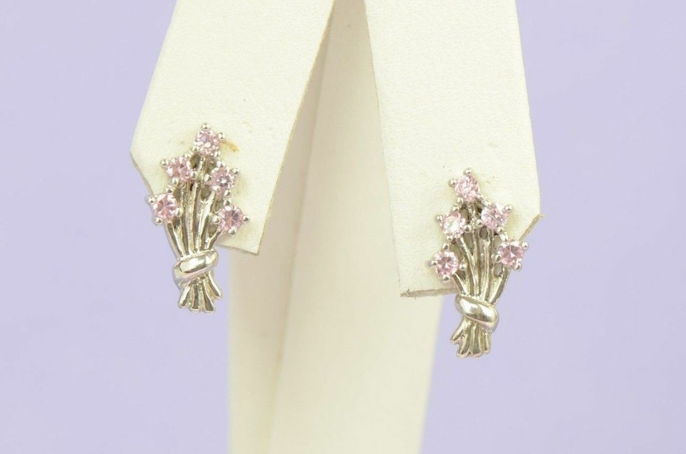 925 Silver Silver Dangling Birthstone Flower Leverback Earrings
