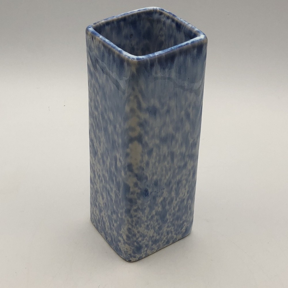 Studio Crafted Blue Square Brioche Glaze Vase