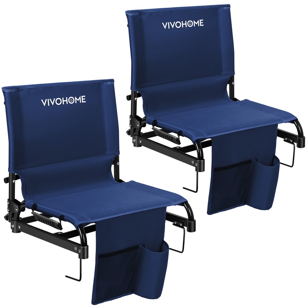 2 Pack Folding Stadium Seats w/ Back Support Portable Bleacher Chairs Cup Holder