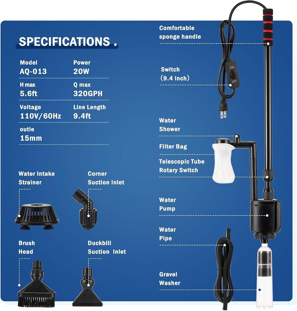 Multifunction Fish Tank Vacuum Water Changer