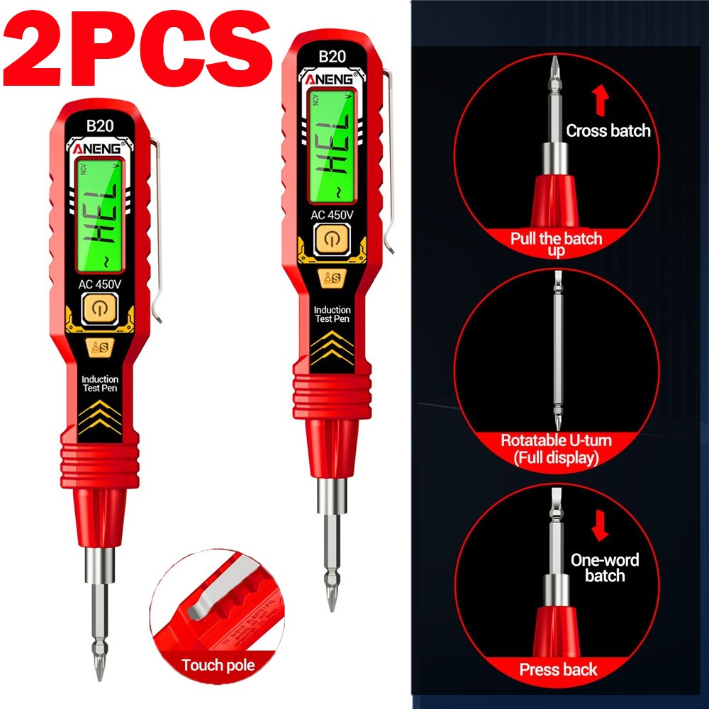 2PCS B20 Pen Type Multimeter Digital LCD Voltage Tester Detector Meter Tool US
