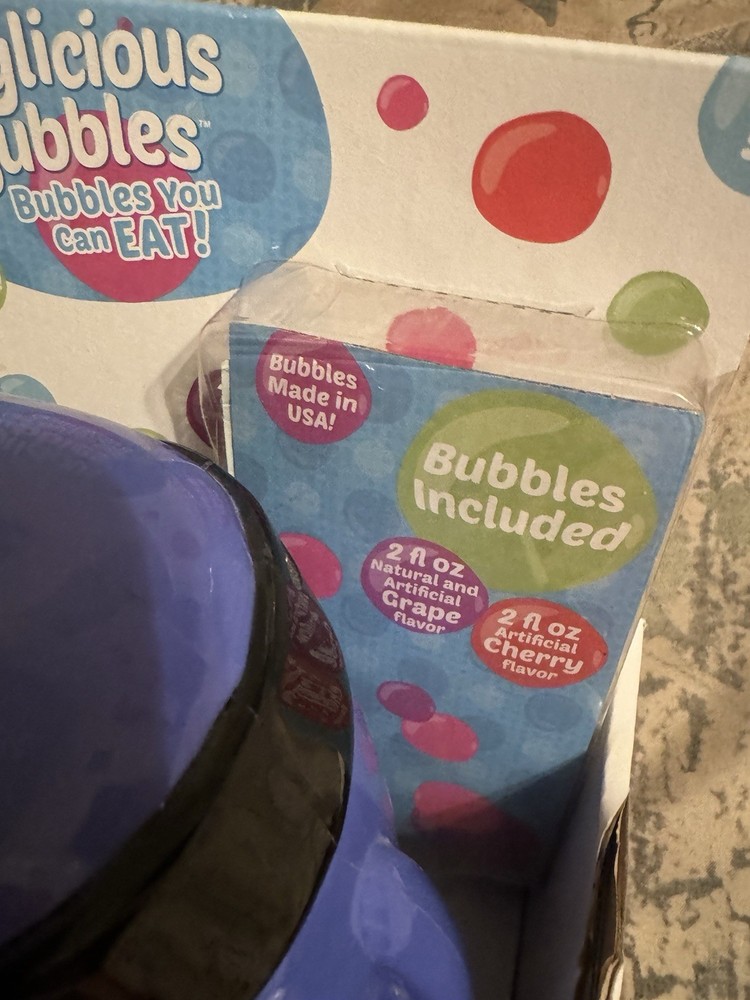 Candylicious Bubbles Bubble Machine + Solution, Grape Cherry, New, No Batteries