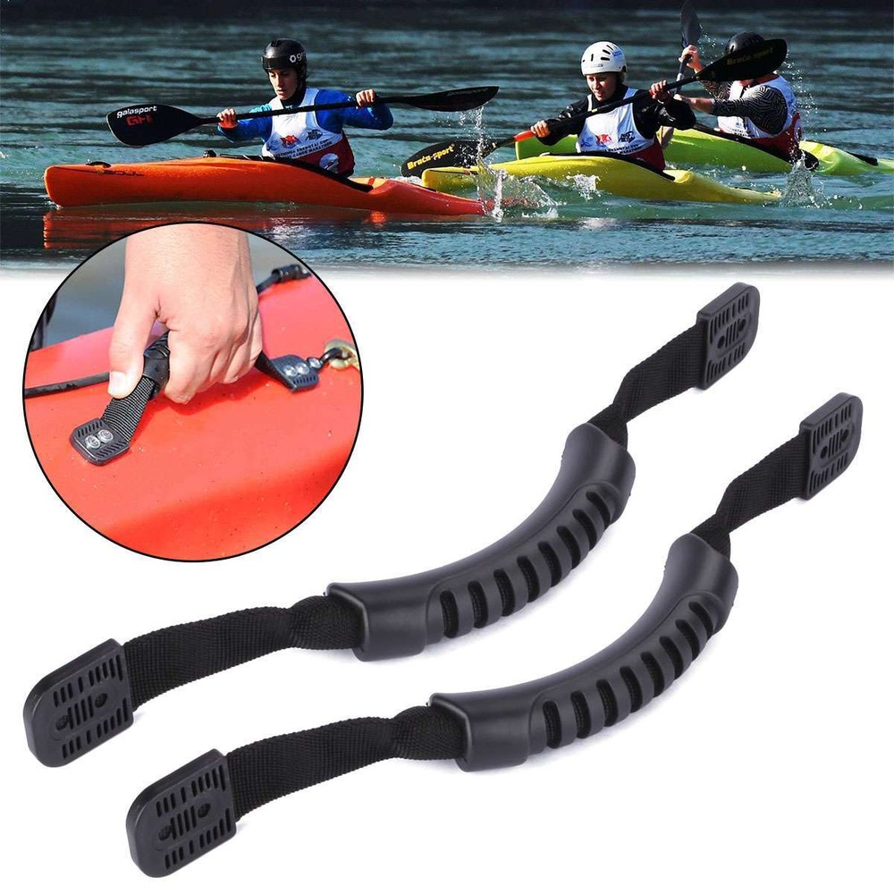 Black Grab Handle Kayak Boat Side Mount Rubber Replacement Grip Handle -2 Pack