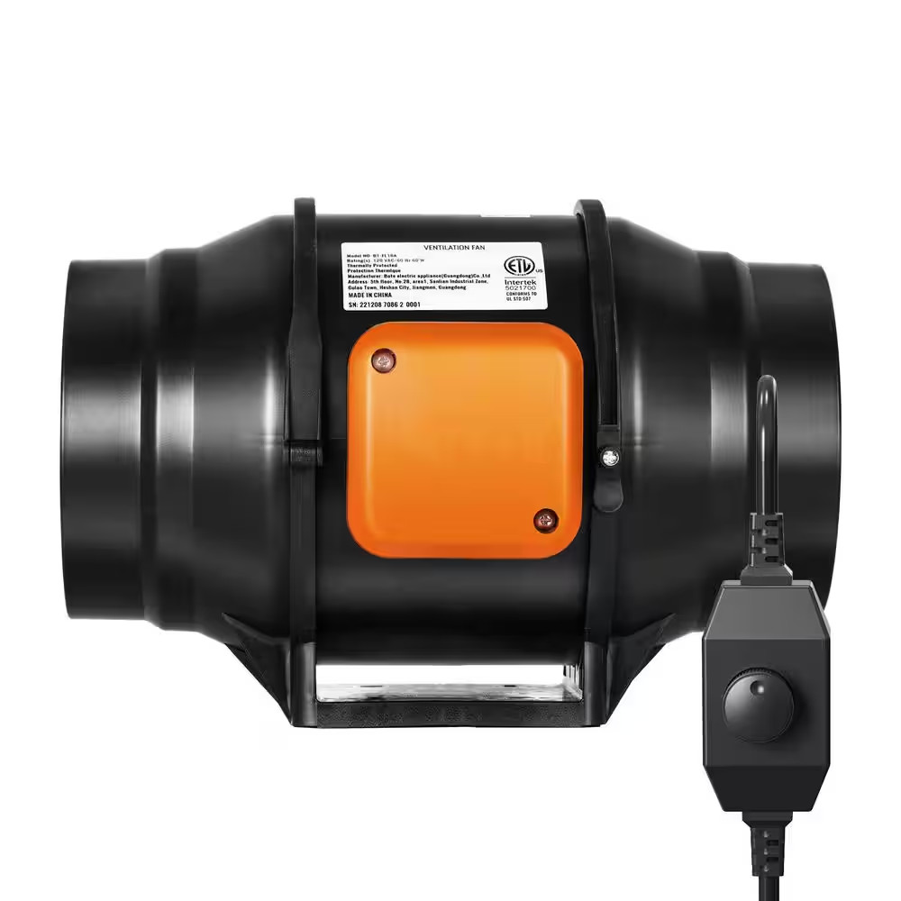 Inline Duct Fan 6-In. 400 CFM with Variable Speed Controller Quiet Ac-Motor Vent