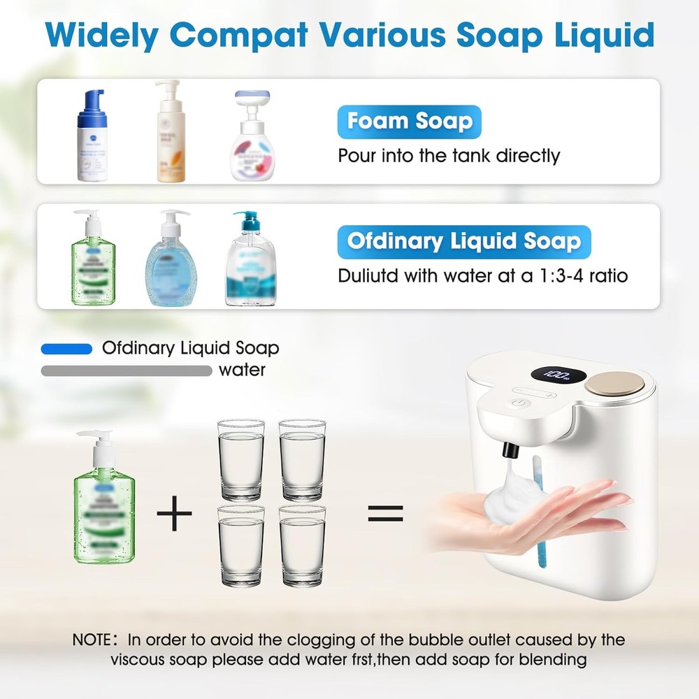 Automatic Soap Dispenser, Touchless Foaming Soap Dispenser, 500ml Rechargeable
