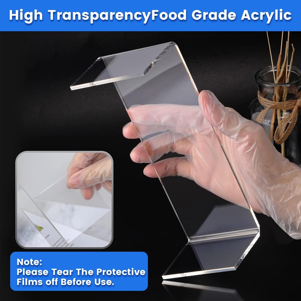 Acrylic Display Risers, 8 Pieces Clear Rectangular Tabletop Display Stand for...