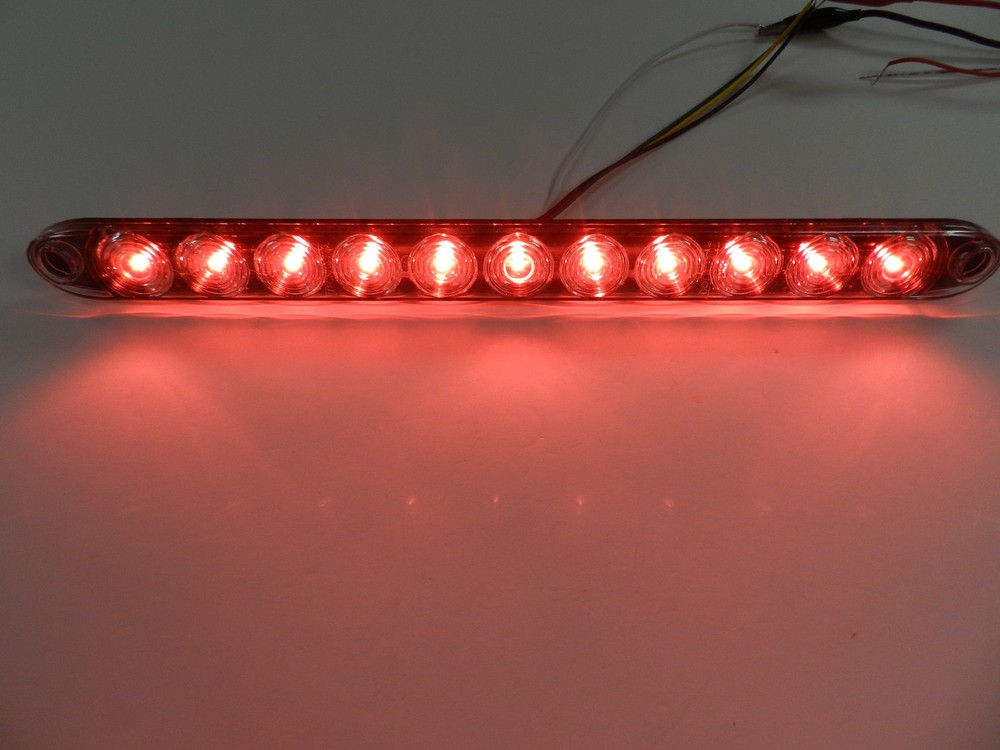 (1) TecNiq Clear Red HI-Mount Center Brake/Turn/ID Bar 11 LED Light 4 wire USA
