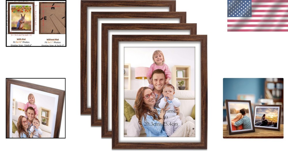Rustic Brown 8x10 Picture Frame Set - Pack of 4