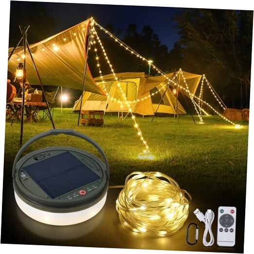 4 in 1 Solar Camping String Lights Ultra Long String with 220LEDs, 72.2Ft