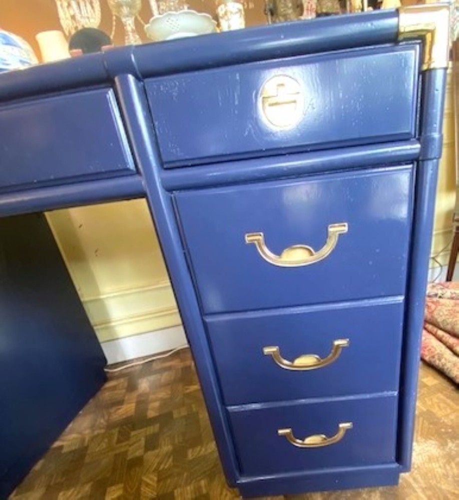 Vintage Custom Lacquered Campaign Partners Desk Drexel