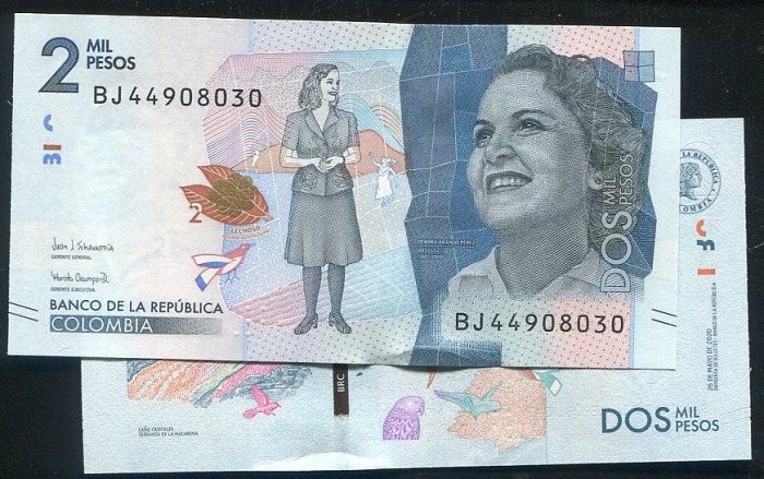 COLOMBIA  ,P458f , 2 PESO , 2020 ,  UNC