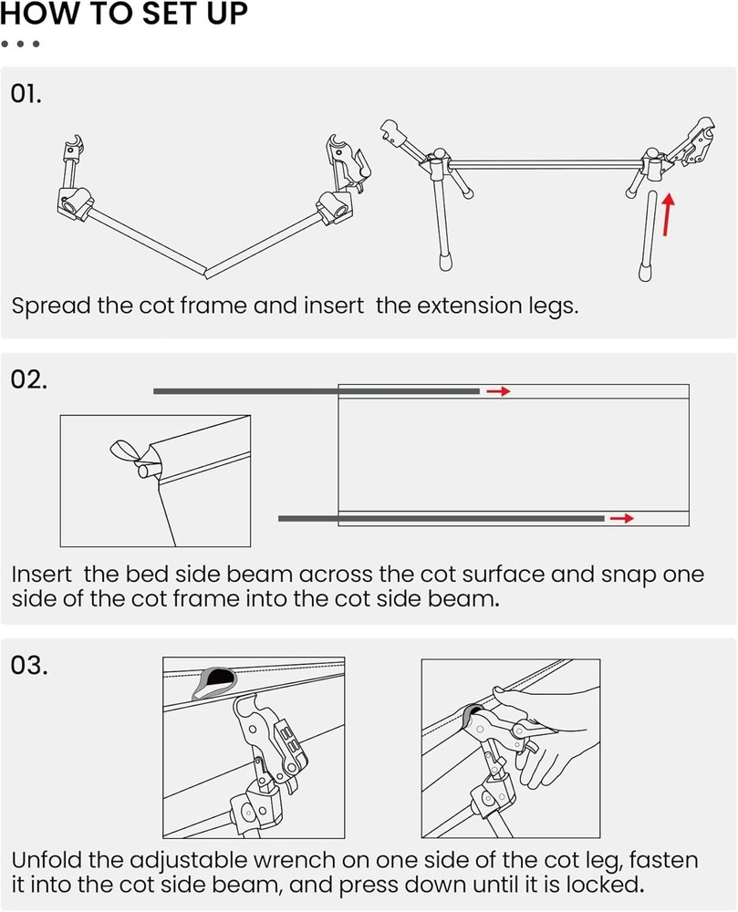 Camping Cot, Height Adjustable with Cot Leg Extenders, Strong Support 330lbs