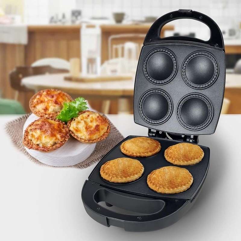 Mini Pie Maker Non-Stick Quick Baker 4 Pies Easy Clean Compact Storage New