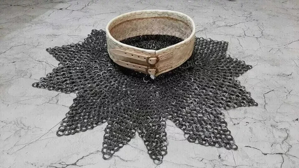 medieval Flat Riveted Collar Medieval Knight Bishop Collar 9 mm Flat Ring Dome