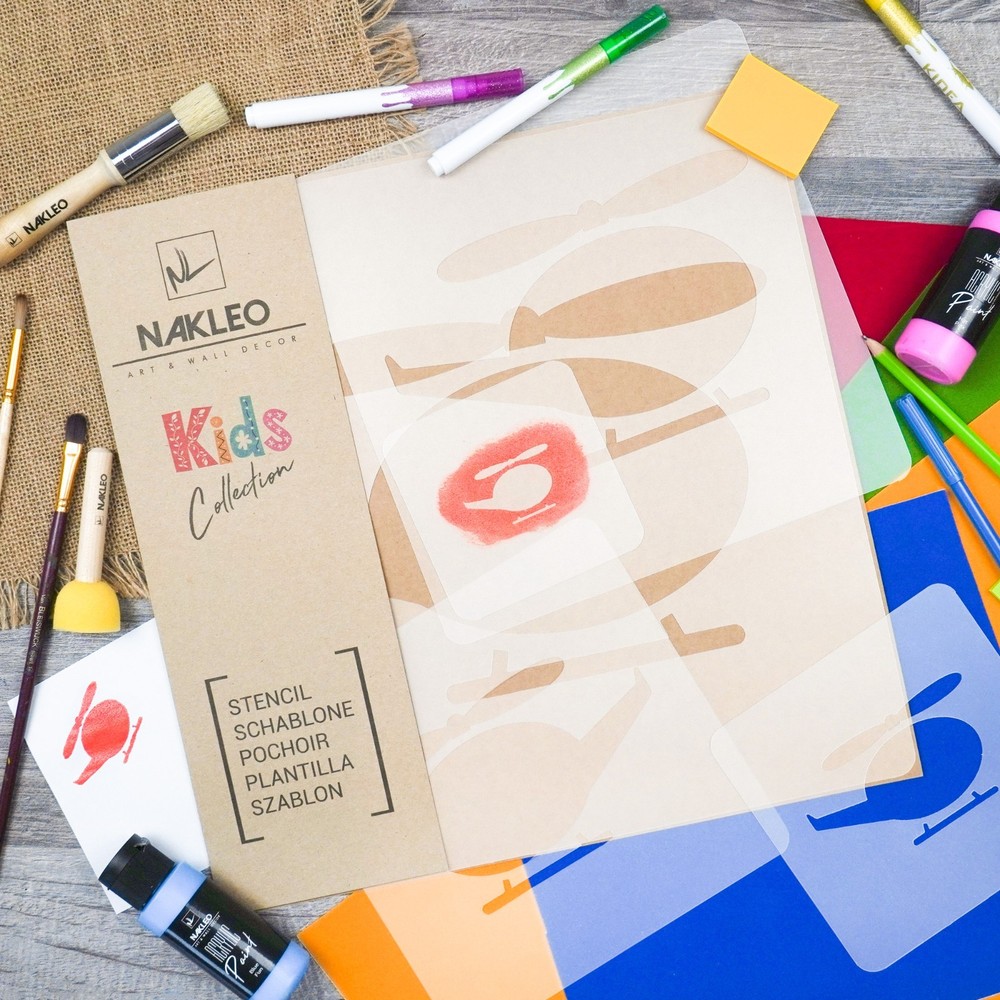KIDS Reusable Plastic Stencils (5 pcs) // HELICOPTER