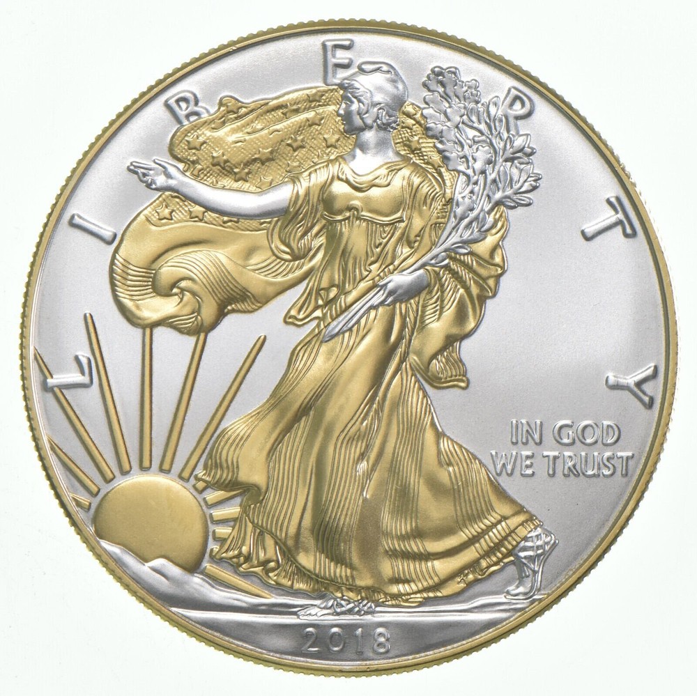 2018 - American Silver Eagle - 24K Gold Gilded - Just Beautiful :