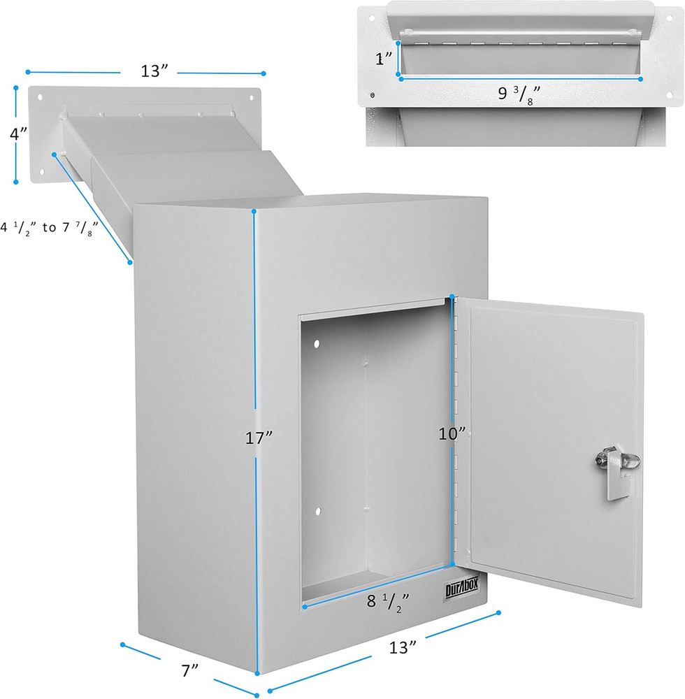 D700 through the Wall Drop Box, Tubular Key Locking Secure Mailbox with Adjustab