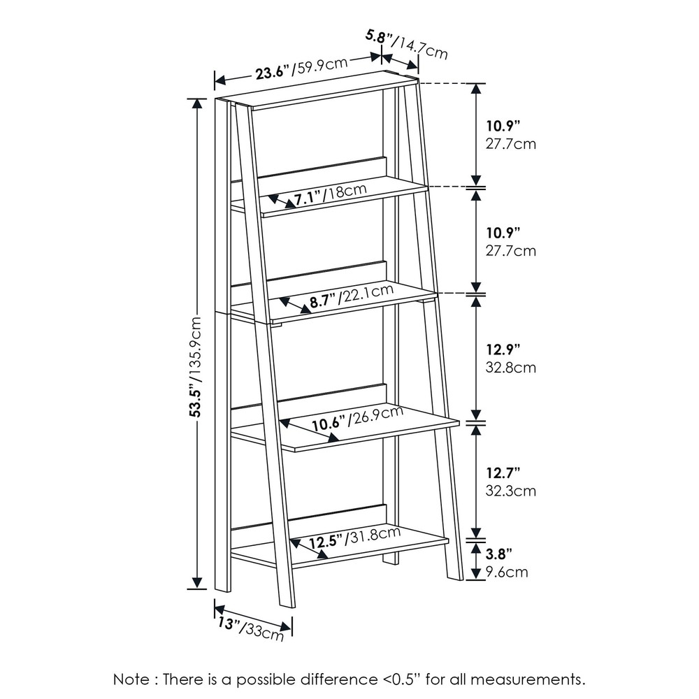 5-Tier Ladder Bookcase Storage Display Shelf