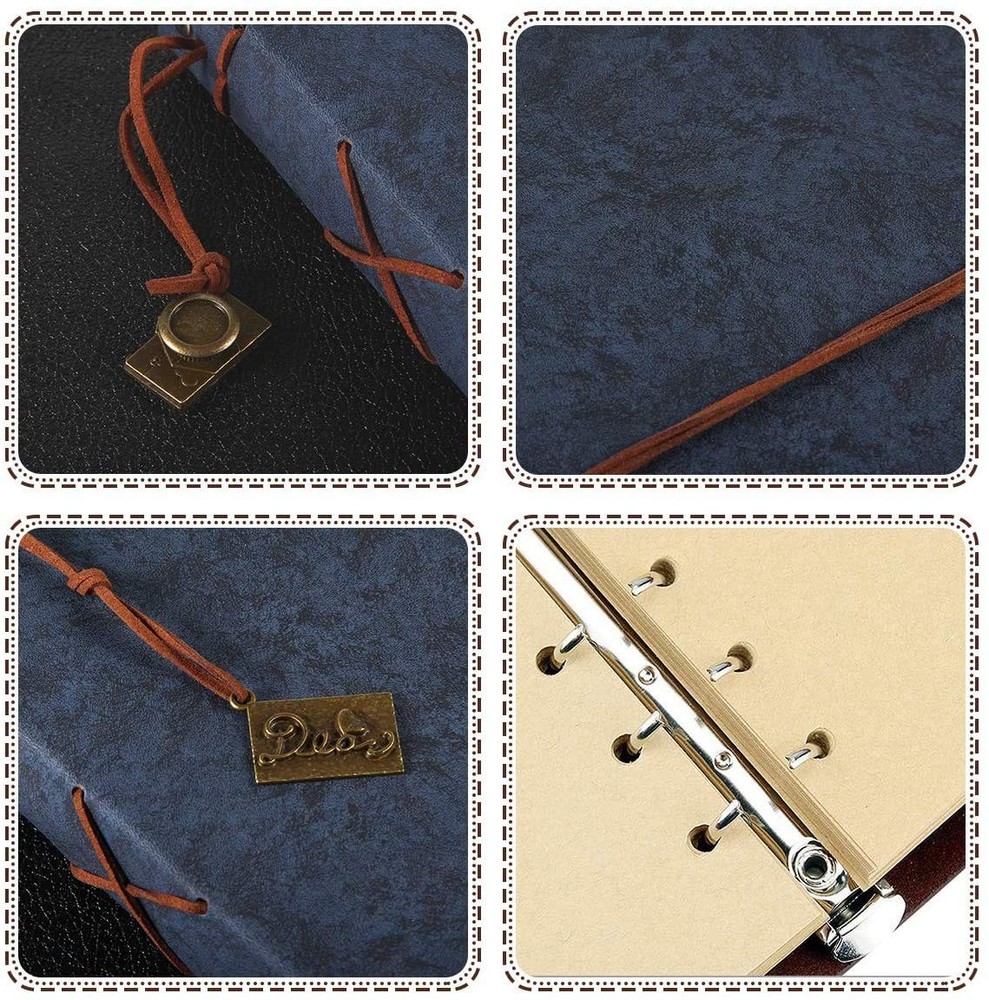 ThxMadam Vintage Notebook A5 Blue Leather Cover Writing a5, BLUE-A5-NOTEBOOK