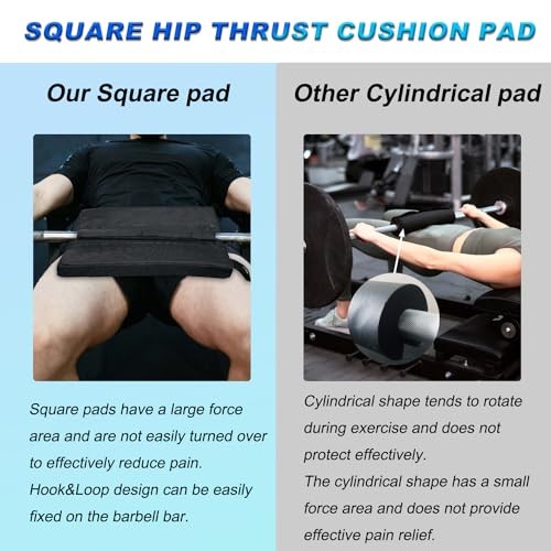 Square Hip-Thrust Pad Protective Extra Thick Foam pad for Barbell Black