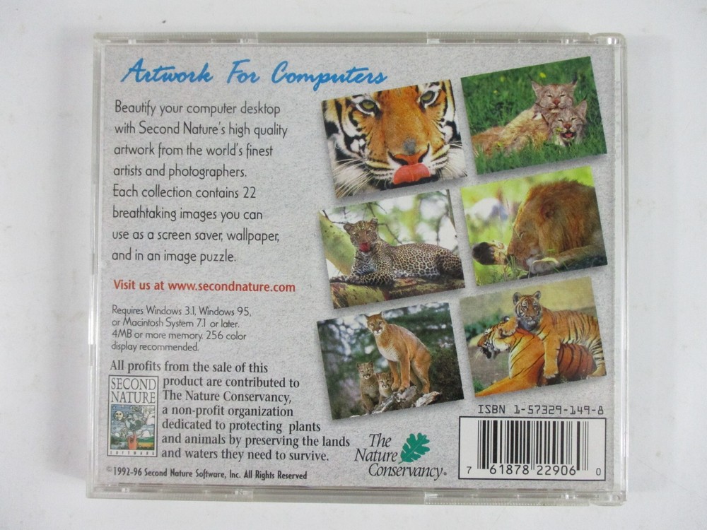 PC/MAC Second Nature WILD CATS Screen Saver & Wallpaper CD!!