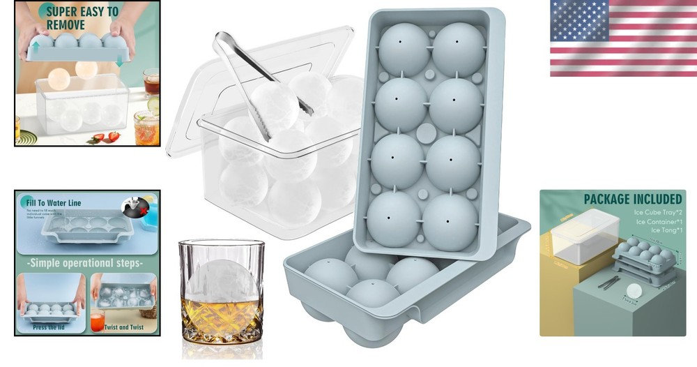 Large Blue Ice Cube Trays - Create Perfectly Shaped 2.5in Ice Balls for Drinks